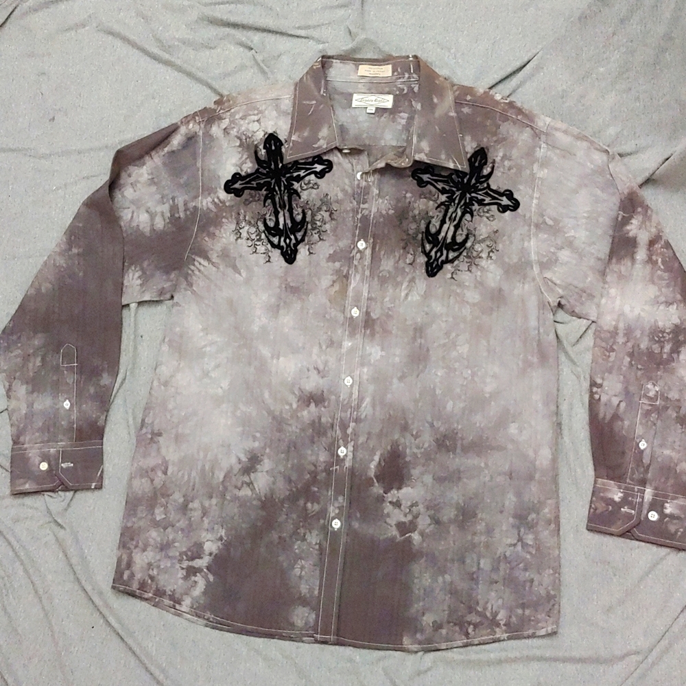 NWOT * GRAY LS CROSS & WING BUTTON DOWN SHIRT * 2XL * 100% COTTON